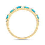 Load image into Gallery viewer, 14K Solid Gold Diamond and Turquoise Band Ring. RAB01632TQ
