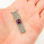 Load image into Gallery viewer, DC8. Silver Diamond and Gemstone Rectangle Connector
