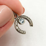 Load image into Gallery viewer, DC596. Diamond Sterling Silver Horseshoe Charm with Gemstone
