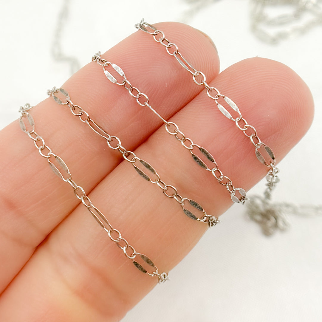 1175OX. Oxidized Sterling Silver Flat Marina Chain