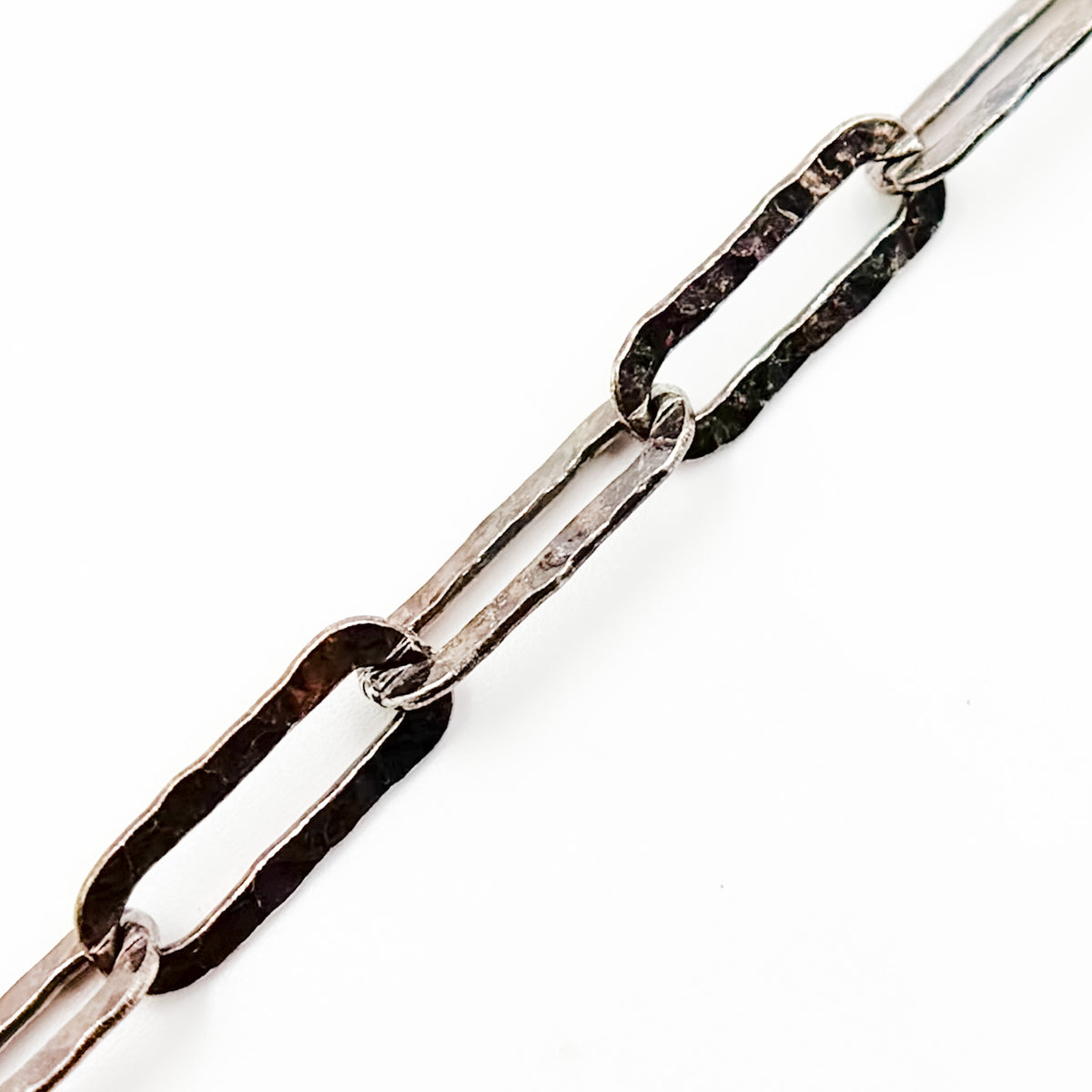 Buy Black Rhodium Sterling Silver Hammered Paperclip Link Chain