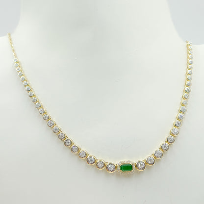 NK401314. 14K Solid Gold Diamond and Gemstone Necklace