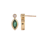 Load image into Gallery viewer, CE97070. 14K Solid Yellow Gold Diamond and Gemstone Marquise Stud Earring