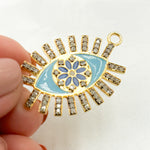 Load image into Gallery viewer, DC513A. Diamond Sterling Silver Eye Flower Enamel Pendant
