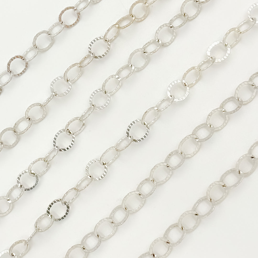 679FLSS. Sterling Silver Hammered Round Link Chain