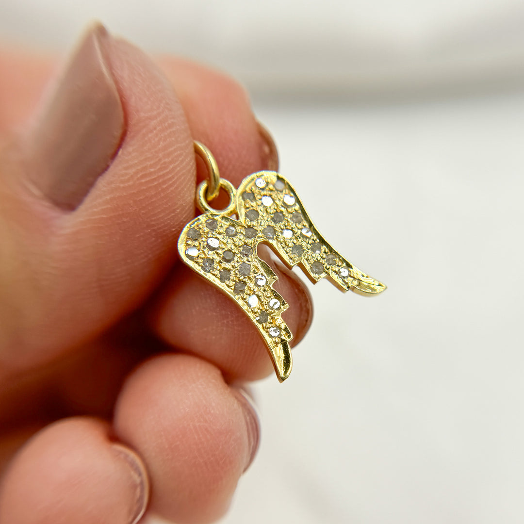 DC386. Diamond Sterling Silver Wings Charm