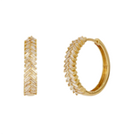 Load image into Gallery viewer, EHI57595. 14K Solid Yellow Gold Diamond Hoop Earrings