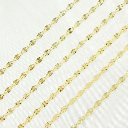14k Solid Yellow Gold Marina Diamond Cut Link Chain