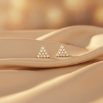 Load image into Gallery viewer, EFC54162. 14K Solid Gold and Diamonds Triangle Studs