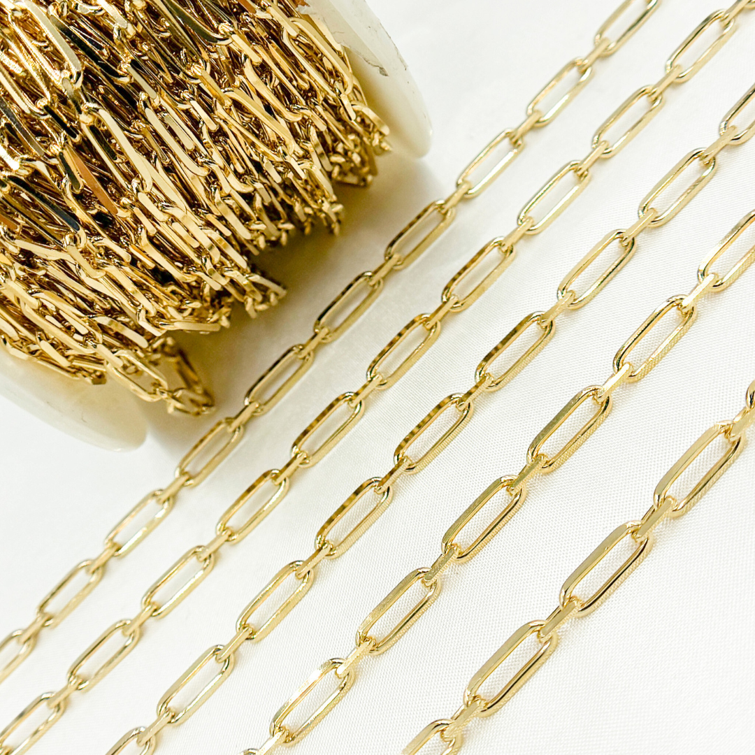 Gold Plated 925 Sterling Silver Diamond Cut Paperclip Link Chain