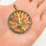 Load image into Gallery viewer, DP092. Diamond Silver Round Tree and Snake Pendant with Blue Sapphire
