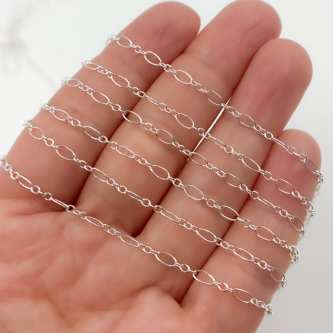 716SS. Sterling Silver Oval Long and Short Links Chain