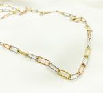 Load image into Gallery viewer, Gold Plated Tricolor Sterling Silver, Diamond Cut Paperclip Link Chain. V9GSR
