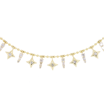 14K Solid Gold Diamond Necklace