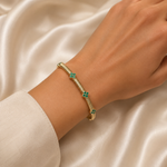 Load image into Gallery viewer, BNZ68602EM. 14K Solid Gold Emerald Flower Bangle