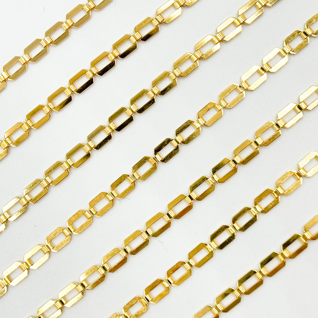11SM64GF. 14K Gold-Filled Modern Rectangular Fancy Link Chain