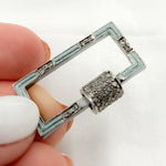 Load image into Gallery viewer, DC083A. Diamond Sterling Silver Rectangle Enamel Carabiner Clasp

