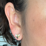 Load image into Gallery viewer, 14K Solid Gold Diamond and Black Diamond Bee Studs Earrings. ER417984Y
