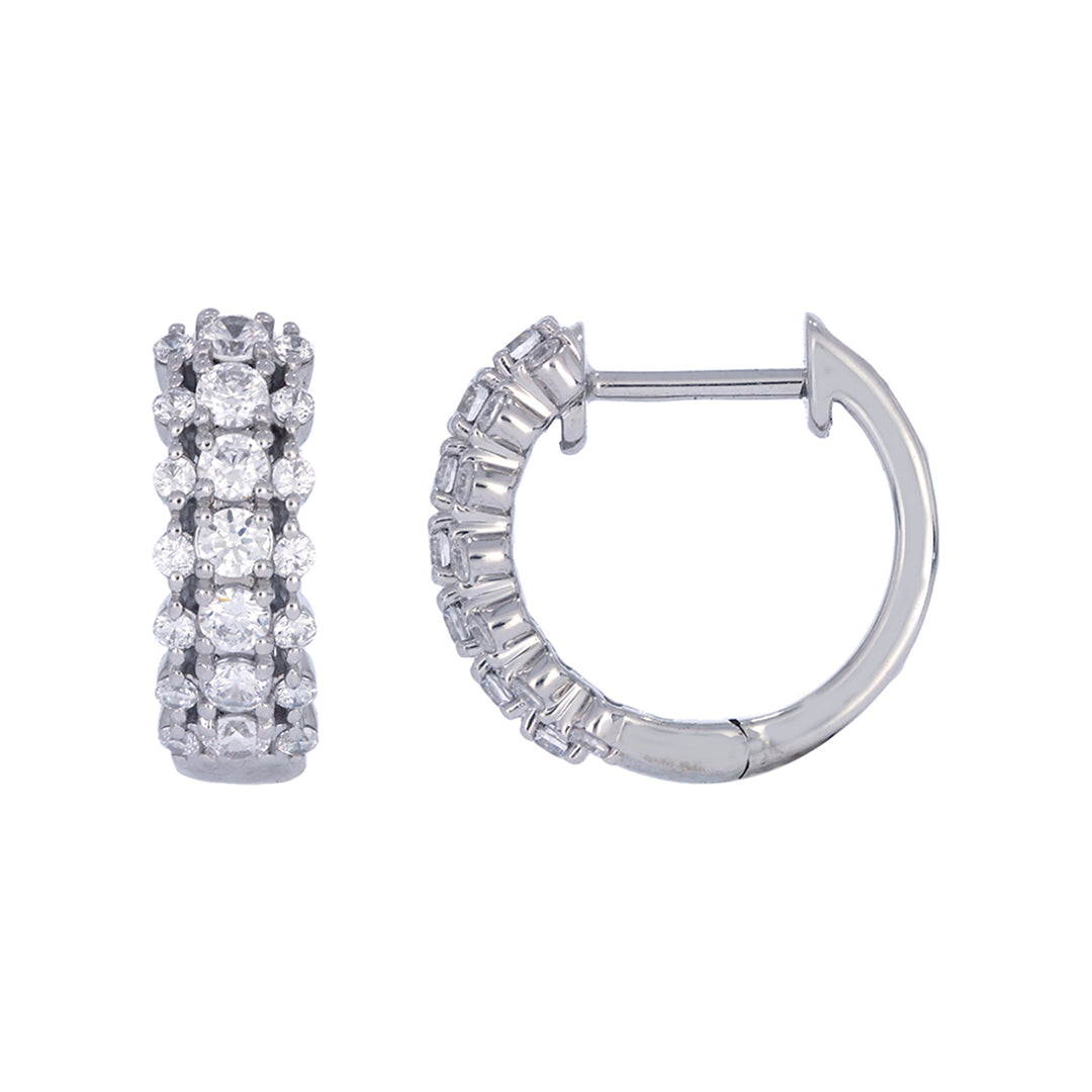 EHJ57409. 14K Solid Yellow Gold Diamond Hoop Earrings