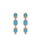 Load image into Gallery viewer, EHB57701TQ. 14K Solid Gold Turquoise and Diamond Hoops