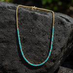 Load image into Gallery viewer, NFJ72366TQ. 14K Solid Gold Turquoise and Diamond Tennis Necklace