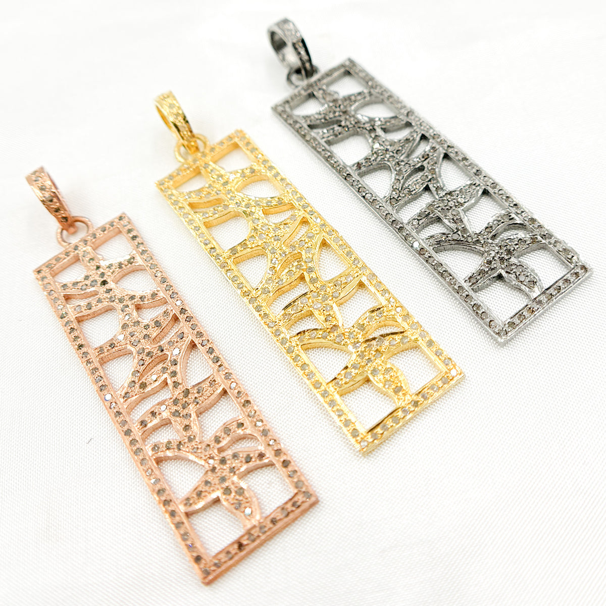 DP167. Diamond Sterling Silver Rectangle Pendant