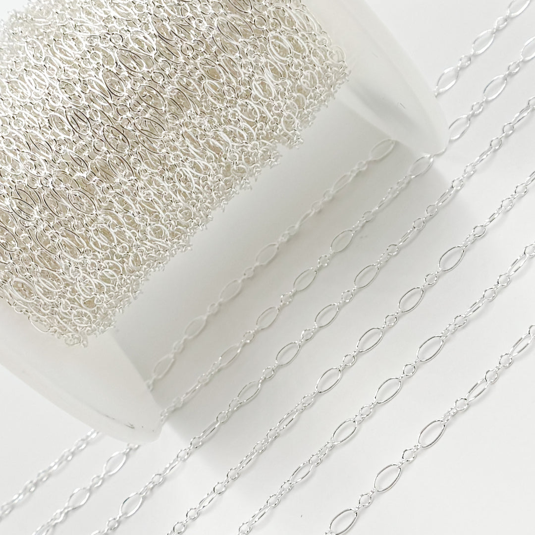 716SS. Sterling Silver Oval Long and Short Links Chain