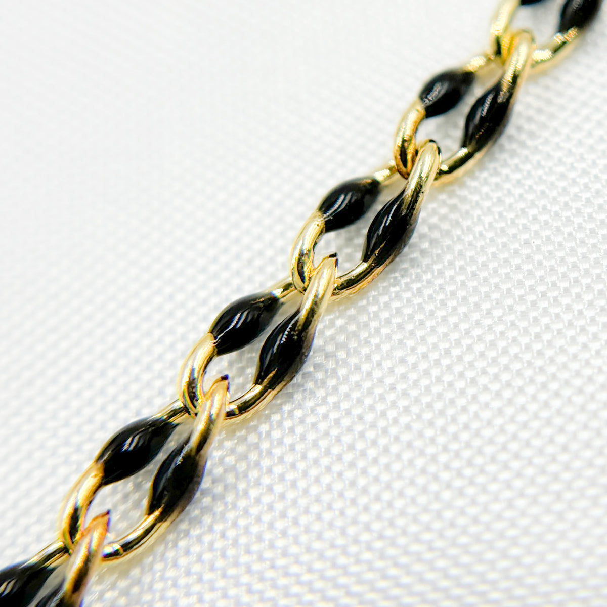 Gold Plated Black Enamel Cable Link Chain