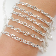 Y10SS. Sterling Silver Diamond Cut Marina Chain