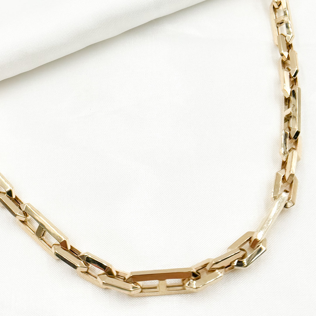 2301389C1. 14K Solid Hollow Gold Diamond Cut Cut Marina and Cable Link Chain