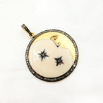 Load image into Gallery viewer, DP432A. Diamond Sterling Silver Moon &amp; Stars Enamel Pendant
