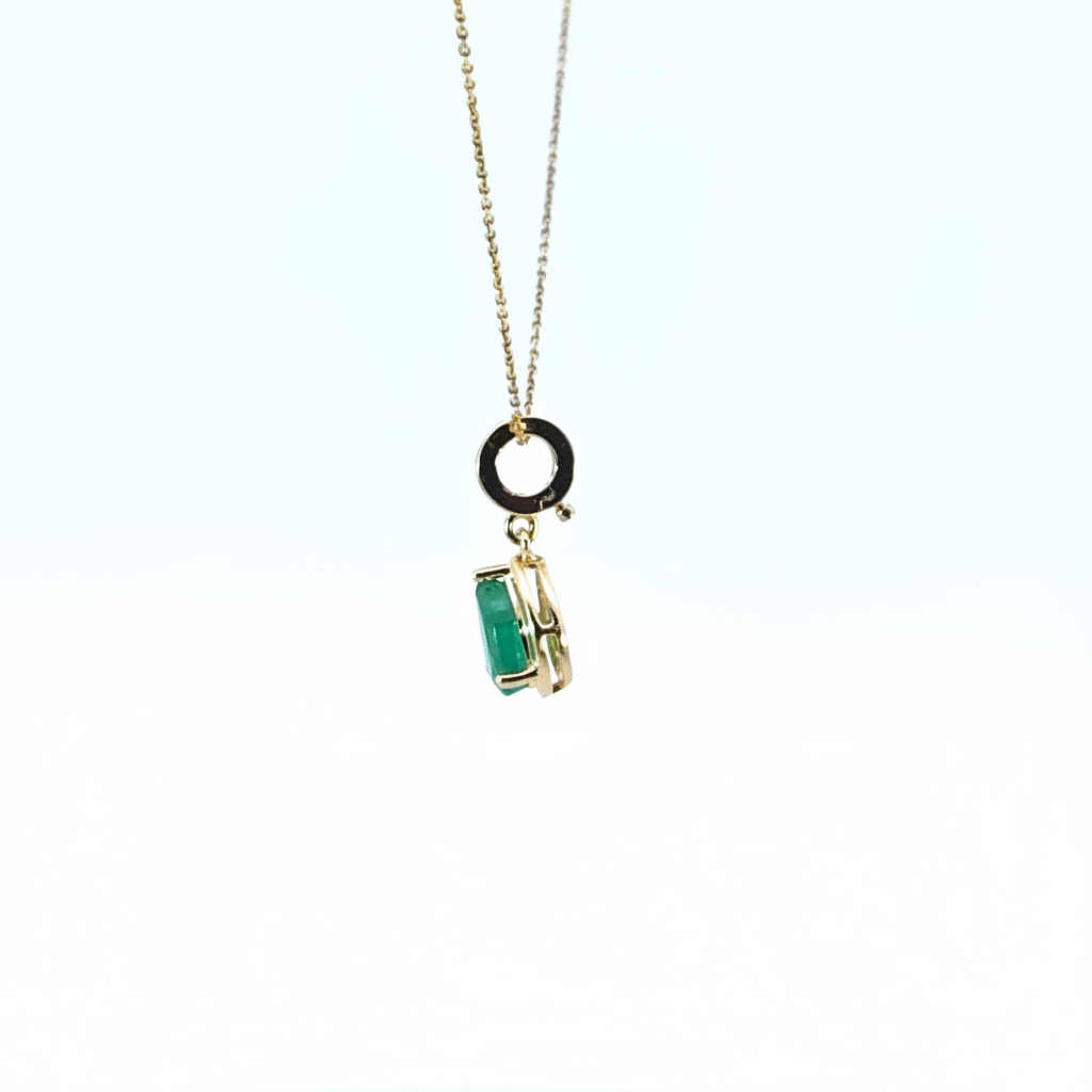 CMZ00361EM. 14K Solid Gold Drop-Shaped Emerald Charm