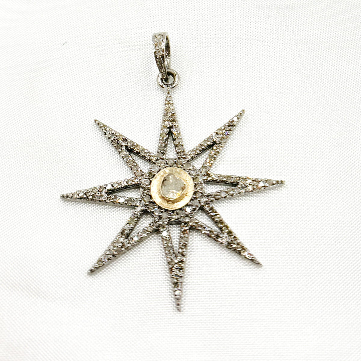 DP401. Diamond Silver Star Pendant with Polki Diamond