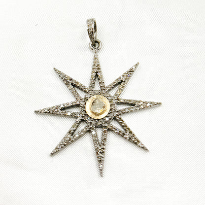 DP401. Diamond Silver Star Pendant with Polki Diamond