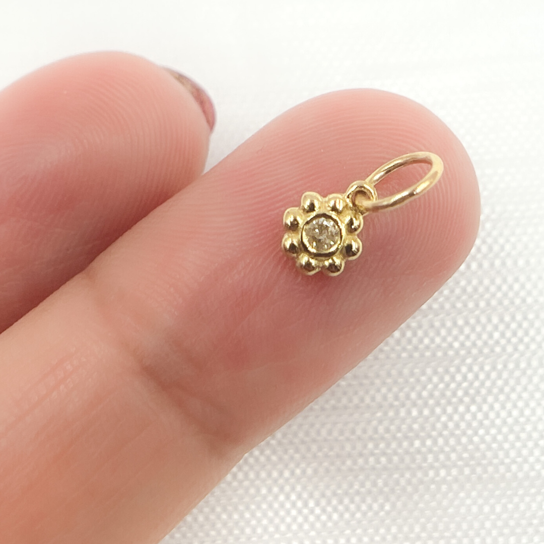Shop now 14K Solid Gold Diamond Flower Charm