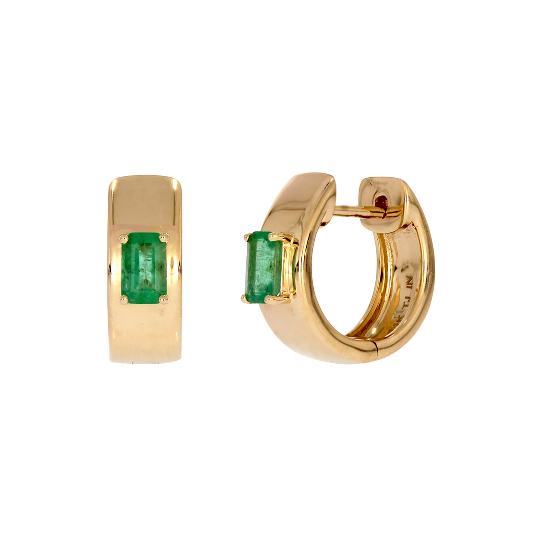 EHZ57585. 14K Solid Gold Gemstone Hoops