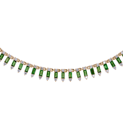 NFL70815. 14K Solid Gold Diamond and Gemstone Dangle Necklace