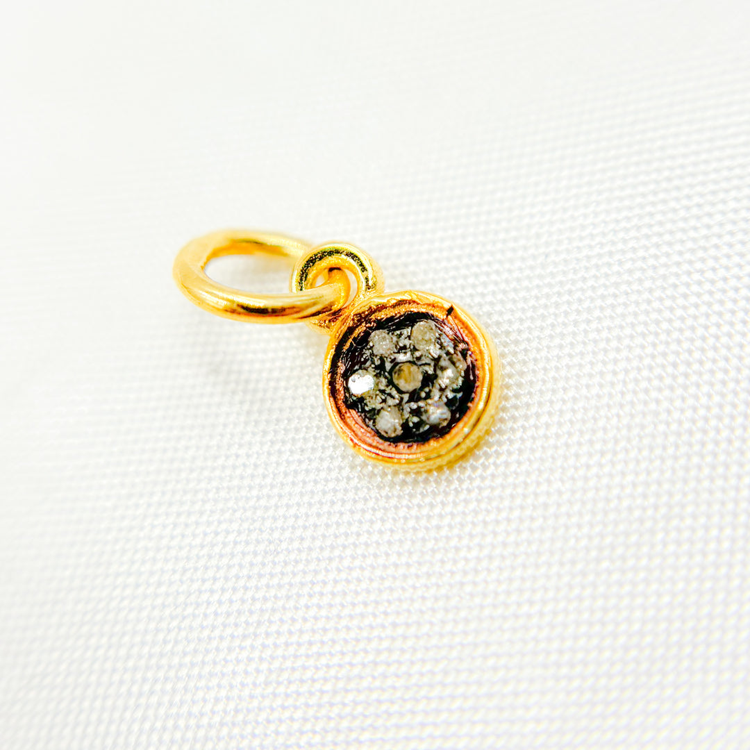 Small Rund Charm Diamond Sterling Silver Round Mini Charm