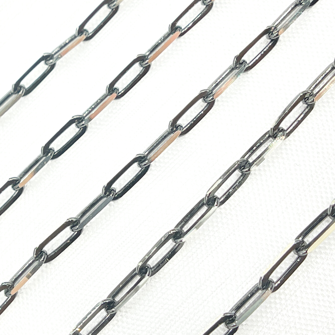 925 Sterling Silver & Black Rhodium Diamond Paperclip Chains