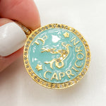 Load image into Gallery viewer, DP628A. Diamond Sterling Silver Capricorn Zodiac Enamel Pendant
