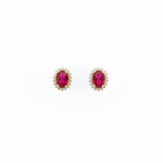 Load image into Gallery viewer, ER113641. 14k Solid Gold Diamond and Gemstone Oval Stud Earrings