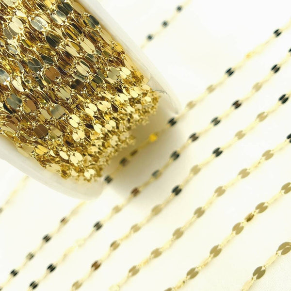14K Solid Gold Flat Marina Link Chain