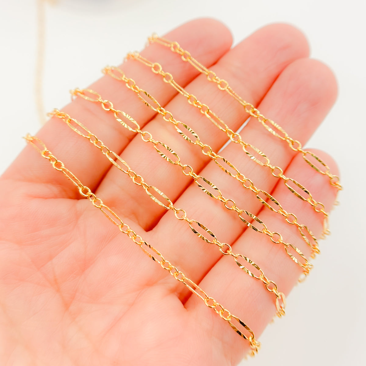 14k Solid Gold Filled Diamond Cut Marina Link Chain