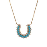 Load image into Gallery viewer, NFE72951TQ. 18K Solid Gold Turquoise Horseshoe Necklace