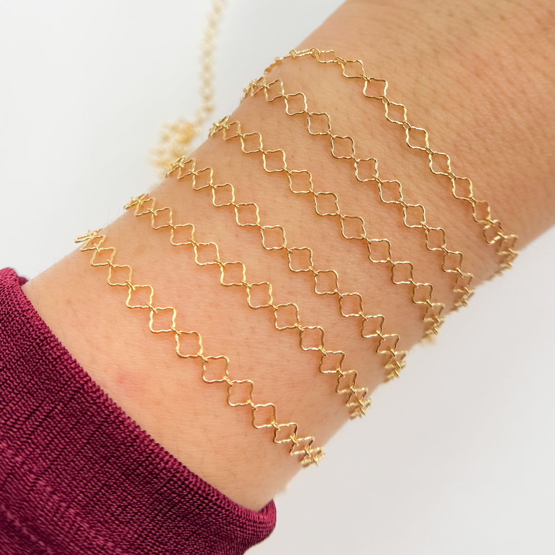 V296GF. 14K Gold Filled Clover and Oval Link Chain