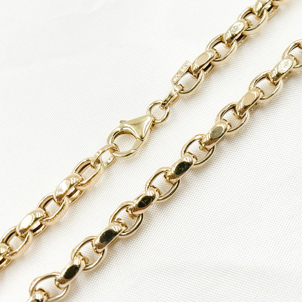 14K Solid Hollow Gold Cable Link Chain