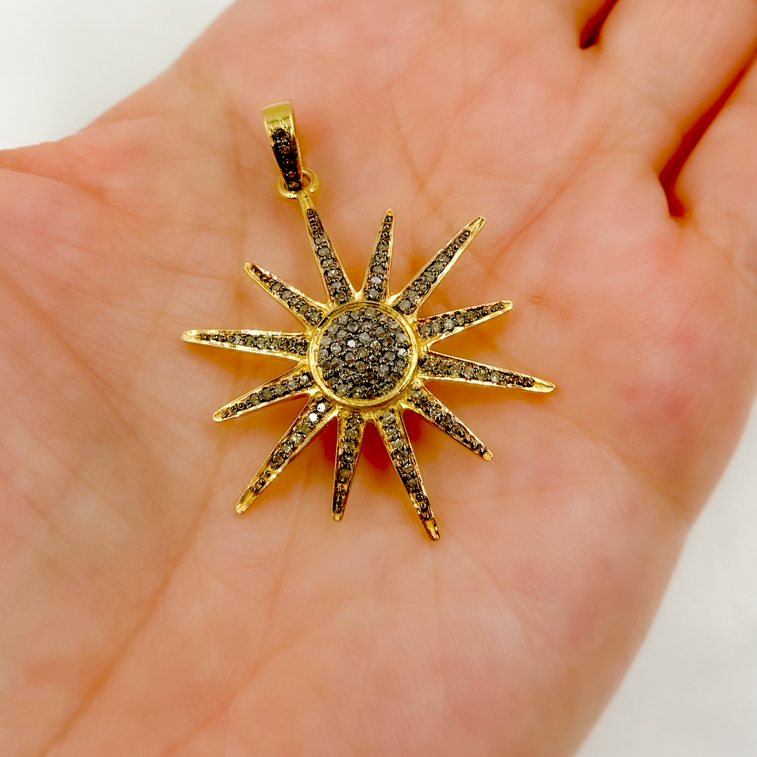 DP366. Diamond Sterling Silver Sun Pendant