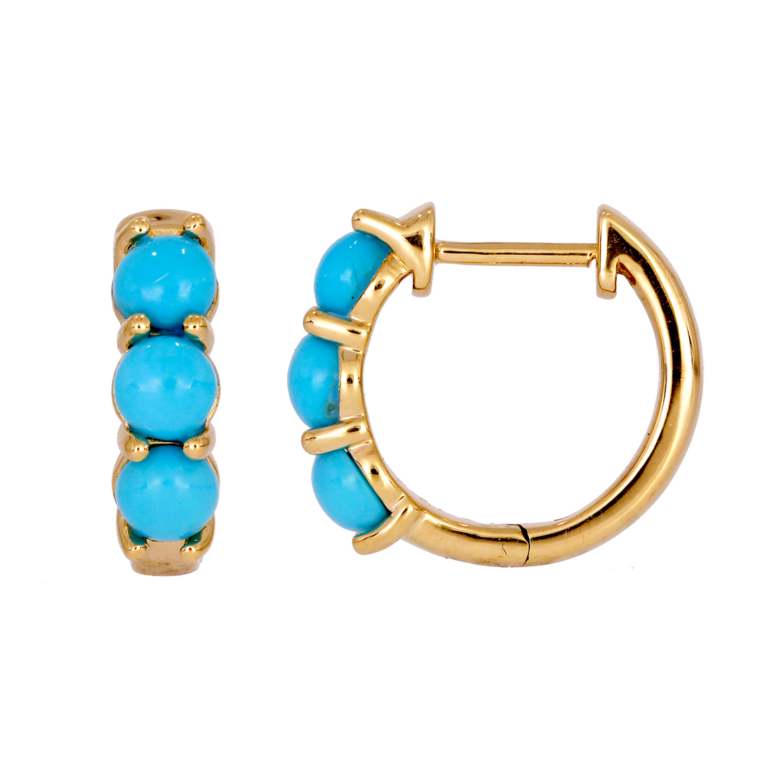 Gold Turquoise Hoops