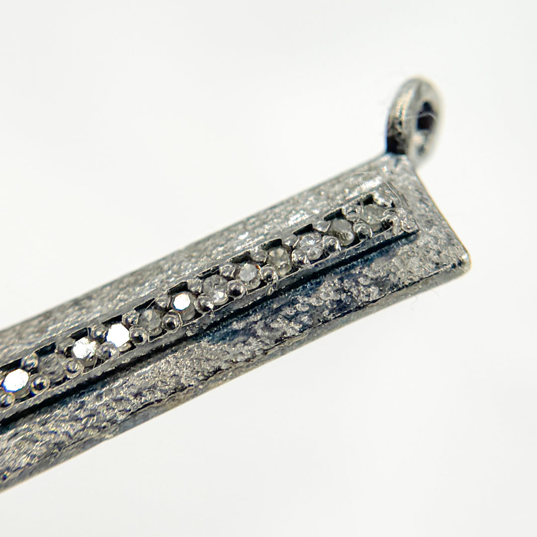 DC222. Diamond Sterling Silver Rectangle Pendant