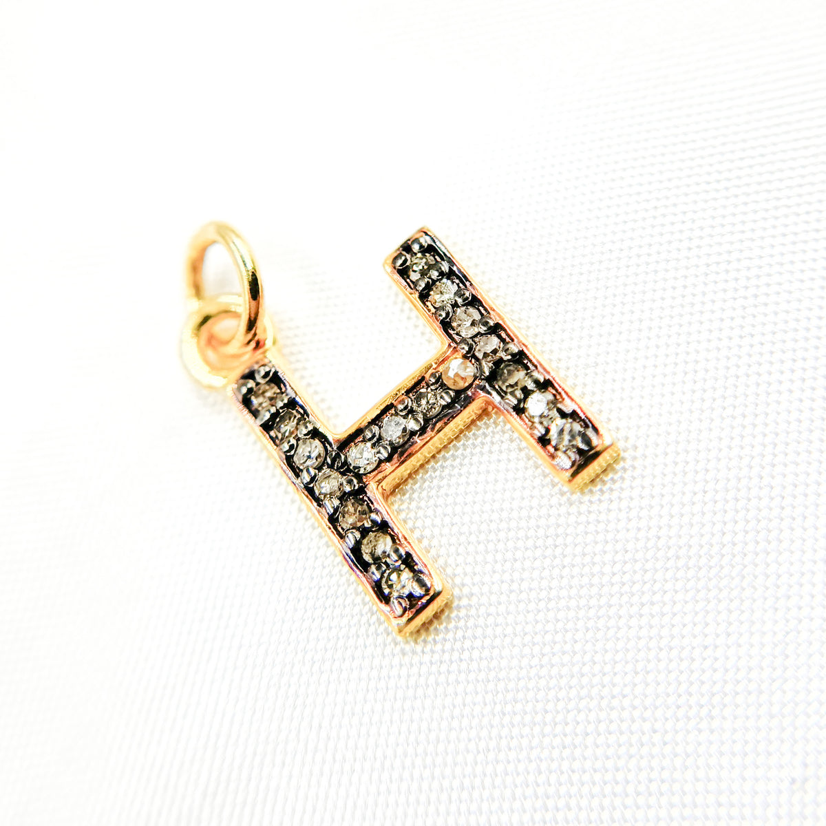 DC537. Diamond Sterling Silver Letter "H" Charm
